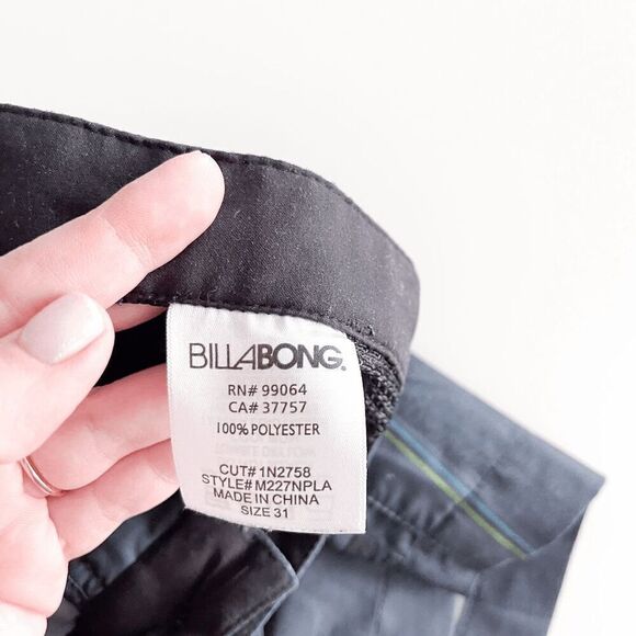 Billabong Men Shorts Platinum Hydro 4-Way Stretch Zip Front Checked Gray Size 31 - Picture 3 of 9